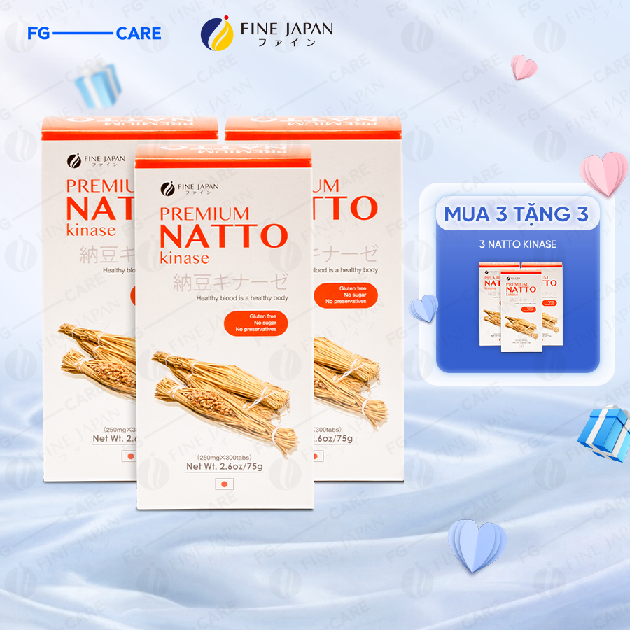 Combo 3 Hộp Natto Kinase Nhật Bản Hỗ Trợ Giúp Tan Cục Máu Đông - Fine Japan Natto Kinase 300 Viên