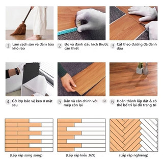 Combo 5 Mét vuông với 36 tấm, sàn nhựa nặng dán nền