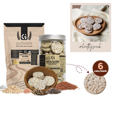 Snack ăn kiêng gạo lứt ngũ cốc nguyên hạt GUfoods - Không chiên dầu, Đa dạng hương vị (100g/200g)