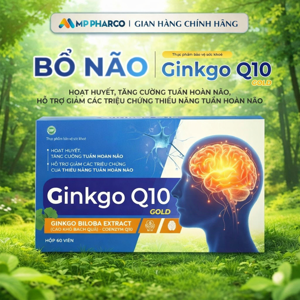 TPBVSK GINKGO Q10 GOLD Hỗ Trợ Hoạt Huyết Tăng cường tuần hoàn não dành cho người hay đau đầu mất ngủ