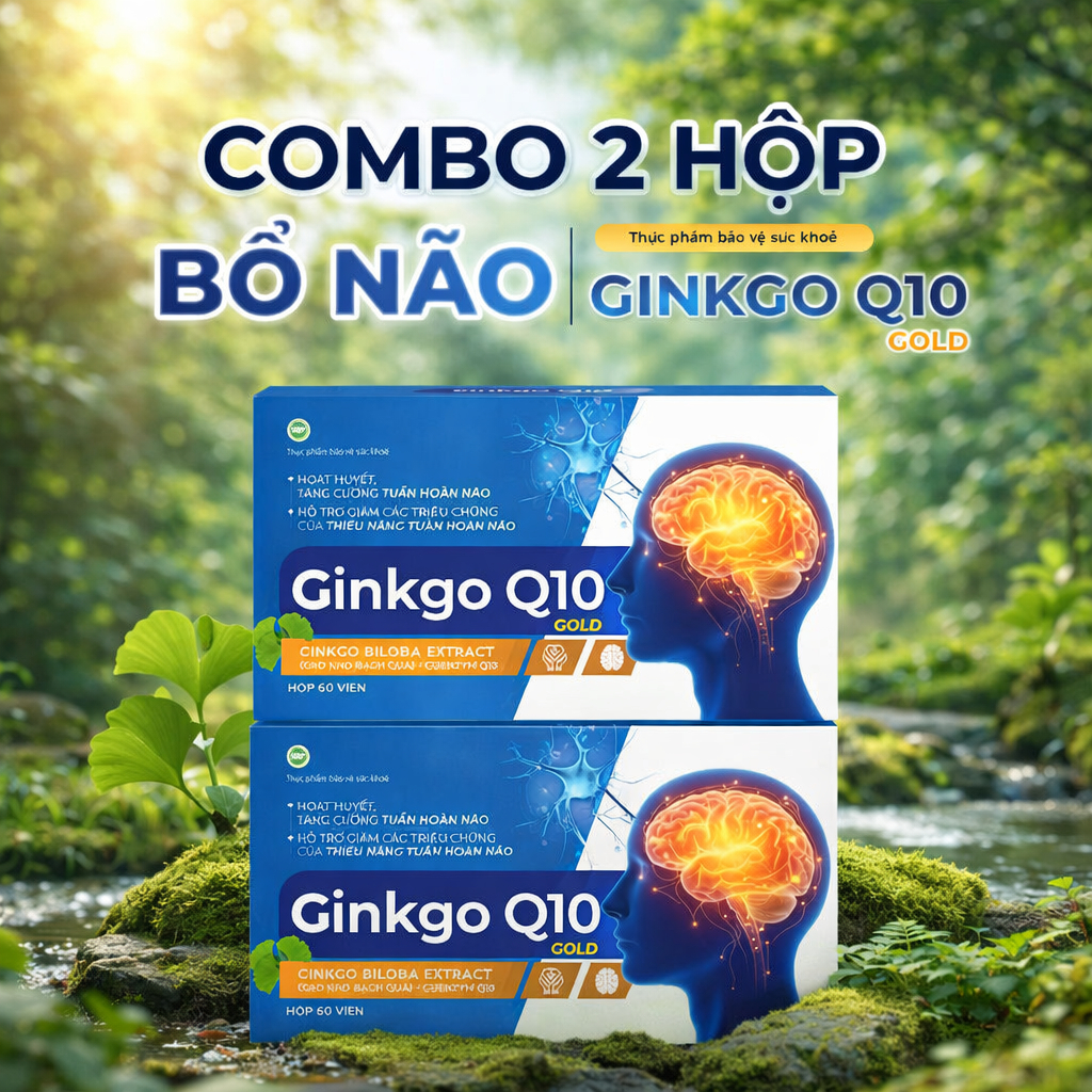 Combo 2-TPBVSK GINKGO Q10 GOLD Hỗ Trợ Hoạt Huyết Tăng cường tuần hoàn não dành cho người mất ngủ ,đa