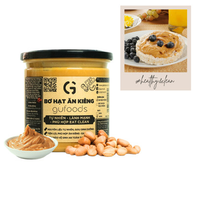 Bơ đậu phộng GUfoods - Không đường, Giàu protein thực vật, Lành mạnh, Eat clean, Healthy (hũ 400g)