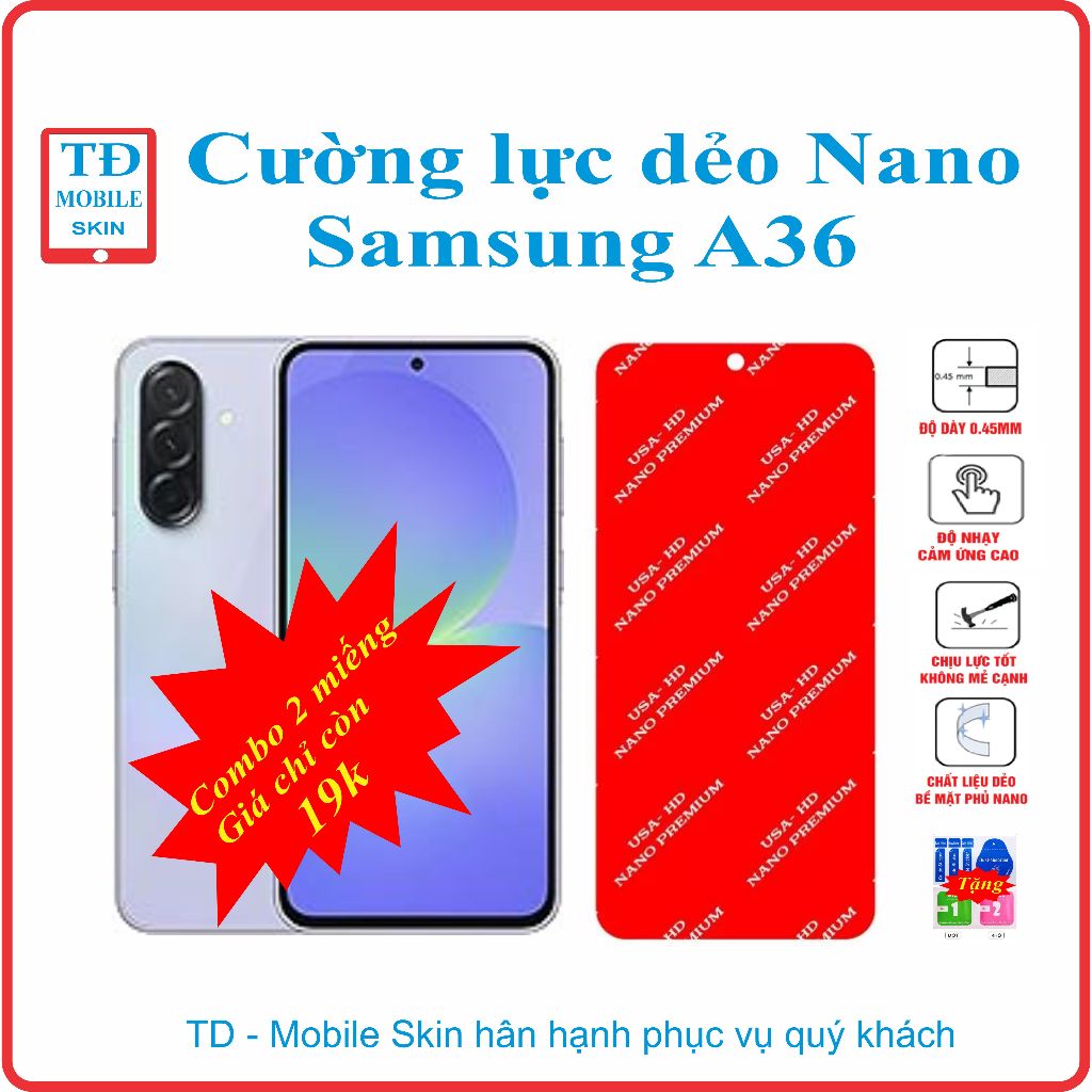 Cường lực dẻo bảo vệ màn hình điện thoại Samsung A36