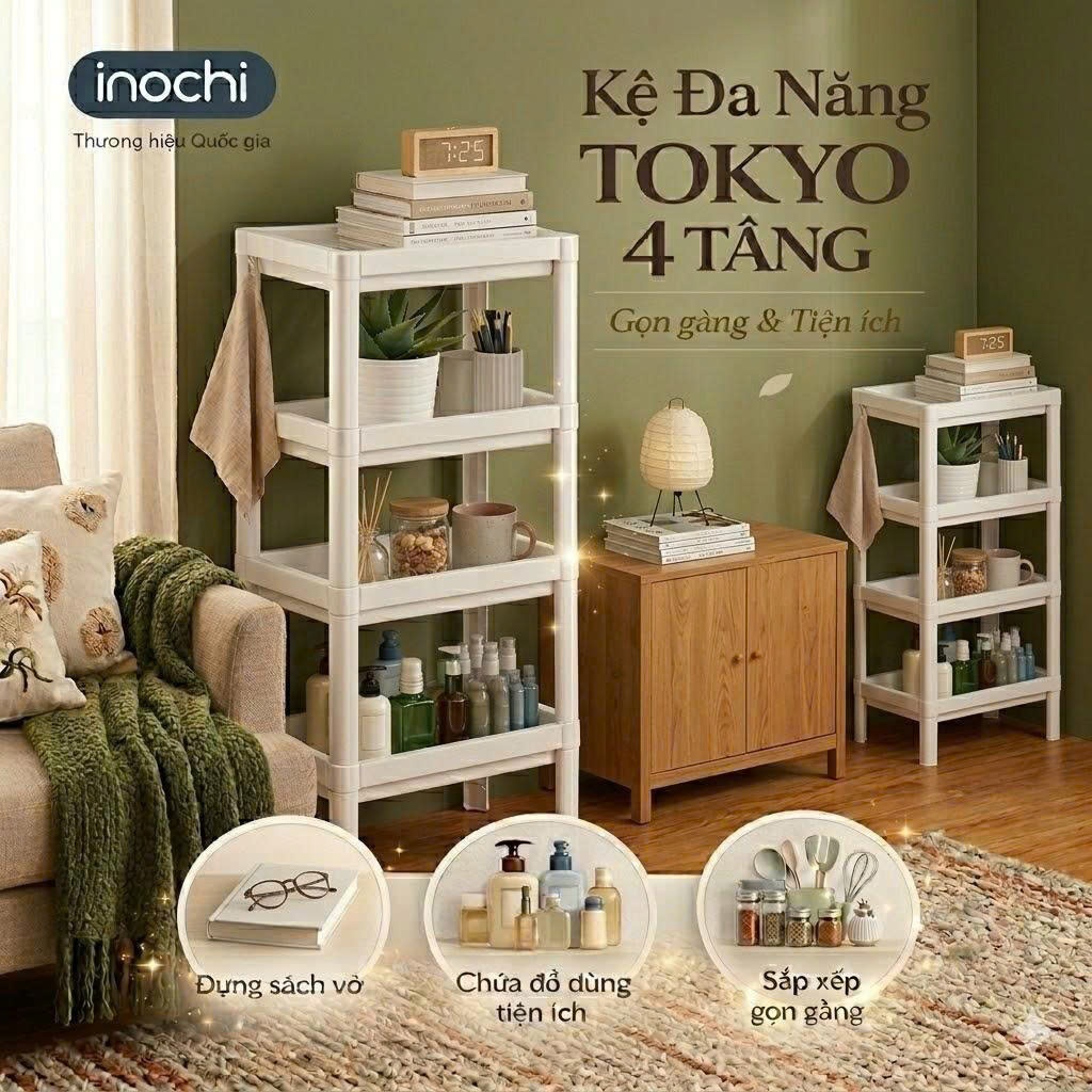 Kệ Đa Năng -2/3/4Tầng Inochi Nhựa Dùng Để Đựng Gia Vị Nhà Bếp Đựng Đồ Thực Phẩm, Phòng ngủ