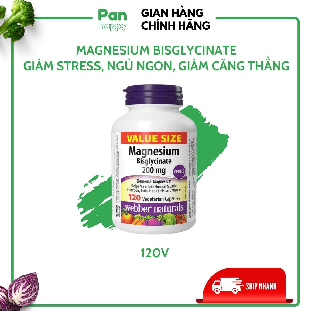 Magie Bisglycinate hữu cơ Webber Nature Chính hãng 120V - Canada