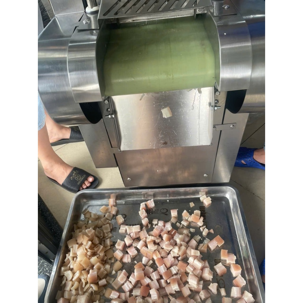 máy cắt top mỡ chiên giòn, máy cắt da heo chiên giòn, máy thái mỡ heo hạt lựu, máy thái tóp mỡ jl660