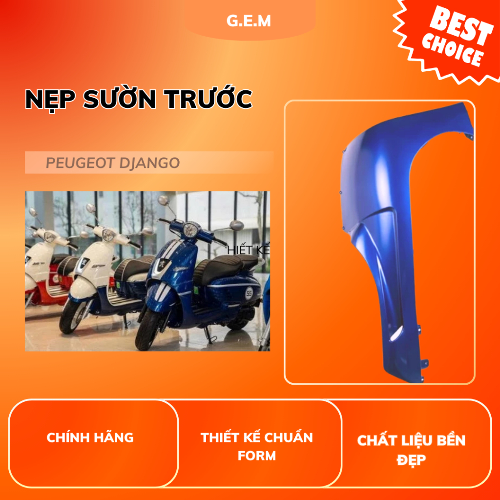 Nẹp Sườn Trước Peugeot Django Chính Hãng | Nẹp Trang Trí Peugeot Django Cao Cấp
