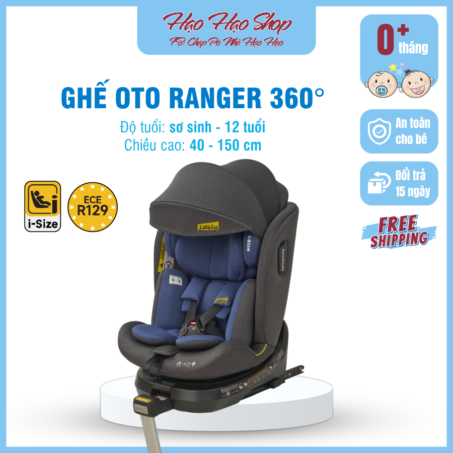 Jovikids Ranger - Ghế ôtô cho bé có thể xoay 360 độ - R129/i-Size + Isofix (cho bé cao 40 - 150 cm)