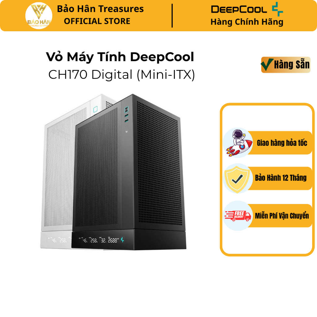 Vỏ Máy Tính DeepCool CH170 Digital (Mini-ITX) (Black / White) - Hàng Chính Hãng