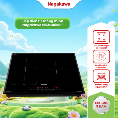 Bếp điện từ cao cấp thông minh Nagakawa NK3C05MSF, Inverter tiết kiệm điện năng, hỗ trợ lắp đặt
