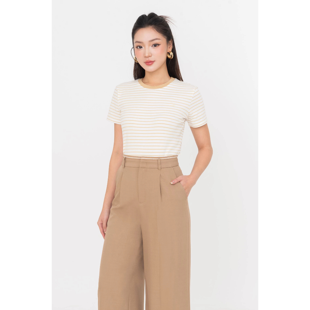 Áo thun kẻ ngang cotton, Áo thun dạo phố nữ IVY moda MS 57T0269 | BigBuy360 - bigbuy360.vn