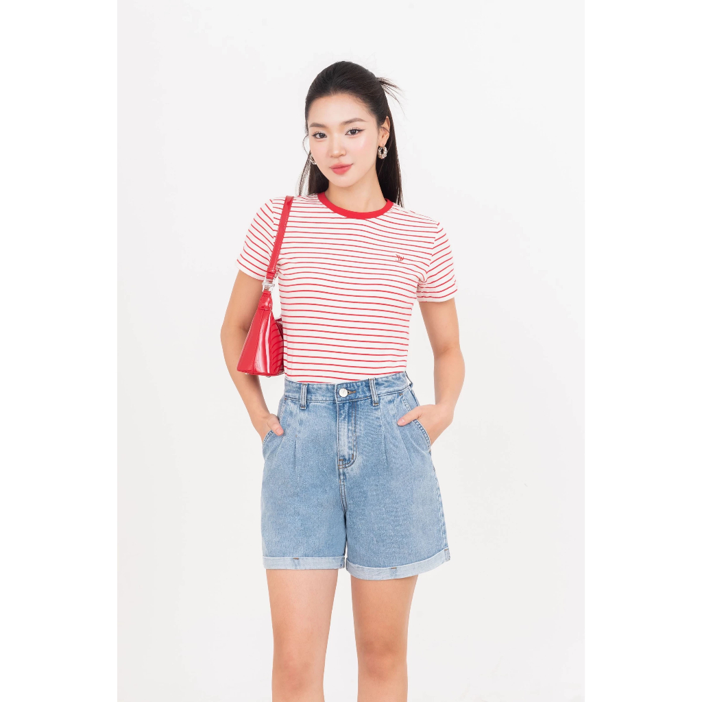 Áo thun kẻ ngang cotton, Áo thun dạo phố nữ IVY moda MS 57T0269 | BigBuy360 - bigbuy360.vn