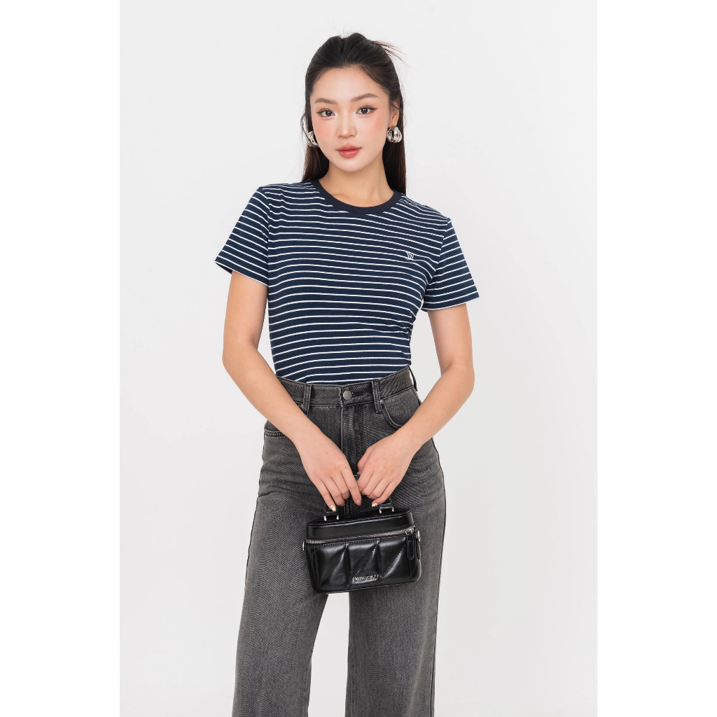Áo thun kẻ ngang cotton, Áo thun dạo phố nữ IVY moda MS 57T0269 | BigBuy360 - bigbuy360.vn