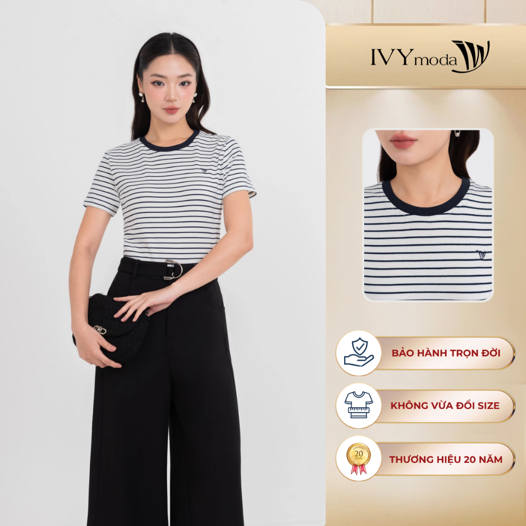 Áo thun kẻ ngang cotton, Áo thun dạo phố nữ IVY moda MS 57T0269