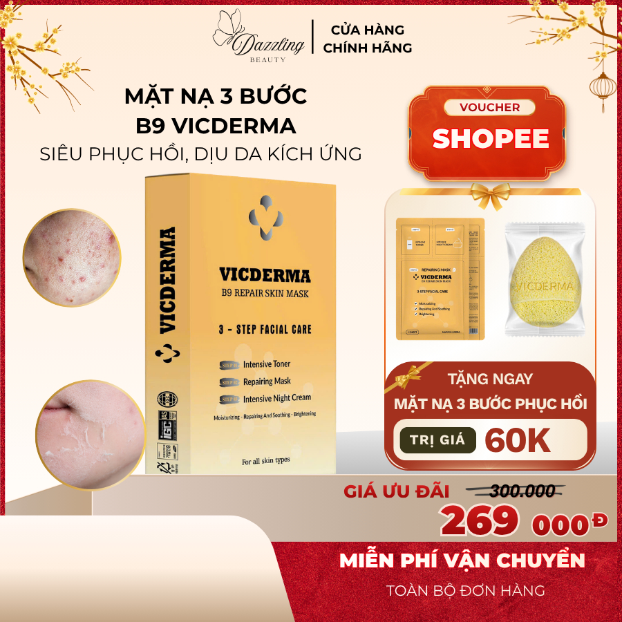 Mặt Nạ Phục Hồi B9 Vicderma Repair Skin Mask - Dịu Da Cấp Tốc Sau Peel, Laser, Nặn Mụn