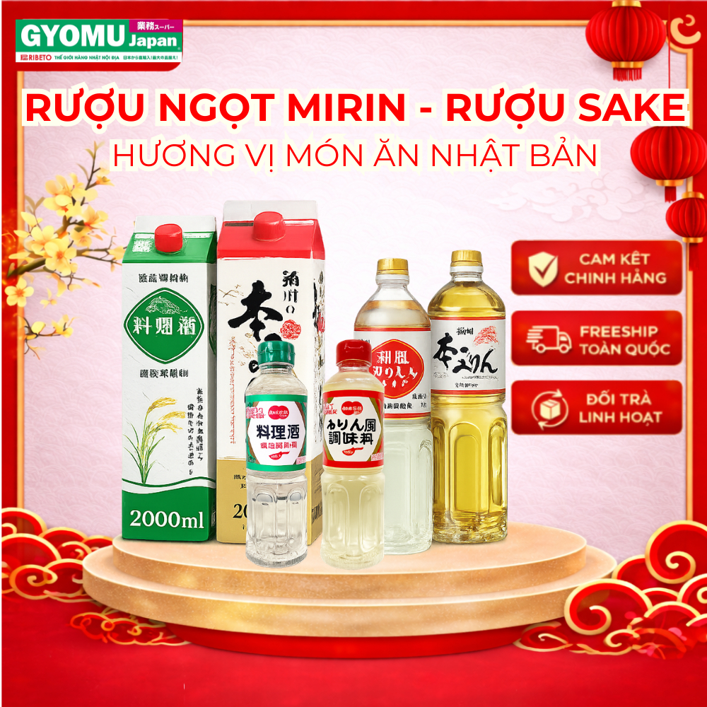 R.ngọt nấu ăn Mirin đủ loại vị 500ml,mirin nấu ăn , sake nấu ăn Nhật Bản- Gyomu Japan