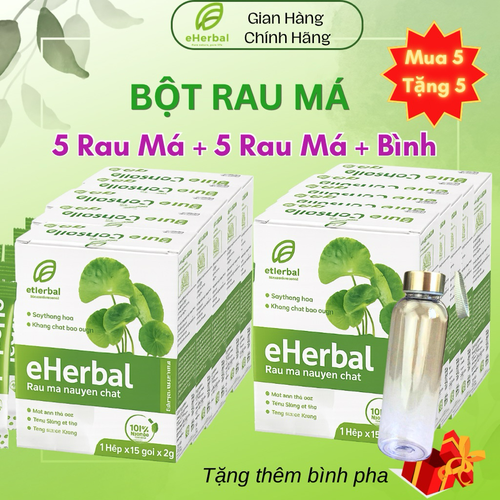 [ Mua 5 Tặng 5] Bột rau má Eherbal - detox thanh mát giải nhiệt, tăng đề kháng, giải khát
