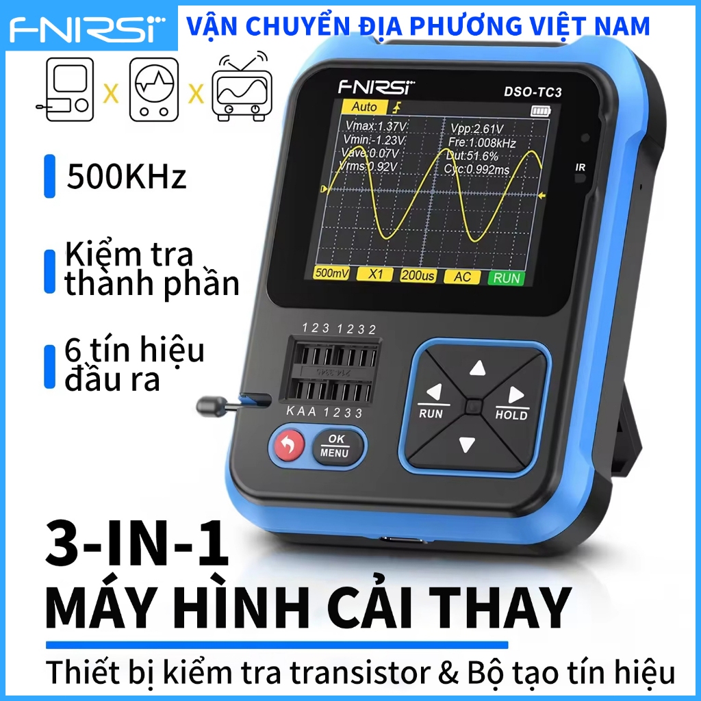 Máy phát tín hiệu kiểm tra bóng bán dẫn cầm tay nhỏ gọn FNIRSI DSO-TC3 - Máy hiện sóng đa chức năng 