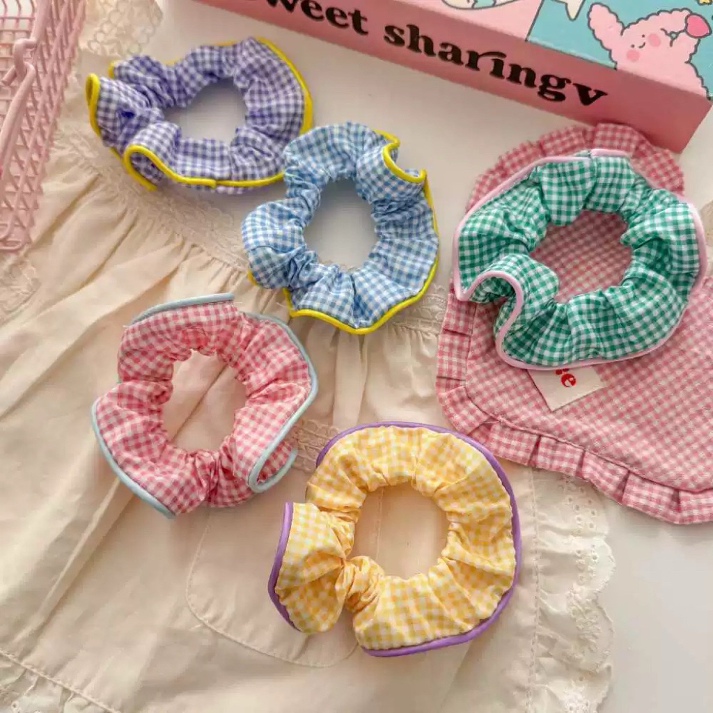 Dây cột tóc scrunchies viền bèo