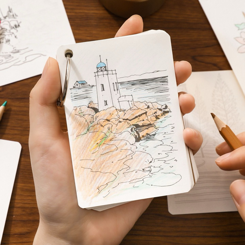 Sổ Vẽ Mini Xin Mo Naha – Vòng Khoen, Phác Thảo & Tô Màu, Bỏ Túi, Sketchbook, Sổ Tay Hand-drawing ✨