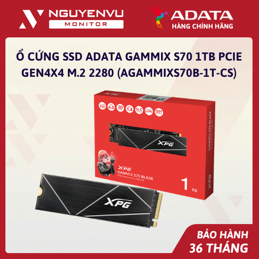 Ổ cứng SSD ADATA GAMMIX S70 1TB PCIe Gen4x4 M.2 2280 (AGAMMIXS70B-1T-CS) - Bảo Hành 3 Năm