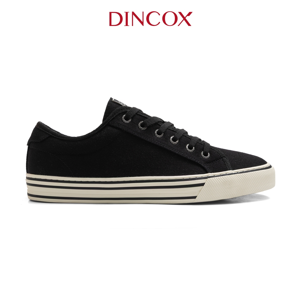 Giày Sneaker Nam Nữ Cổ Thấp Canvas DINCOX E12 BLACK LINE - Giày Vải Unisex Thời Trang Basic