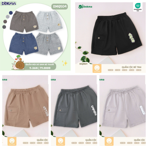 Dokma_ Quần đùi cotton bé trai ( 9-36M)