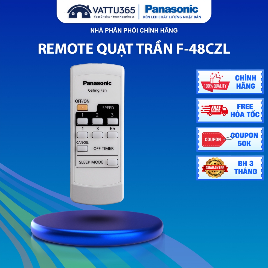 Remote Quạt Trần Panasonic F-48CZL | Điều Khiển Từ Xa Quạt Trần 3 Cánh Panasonic Chính Hãng
