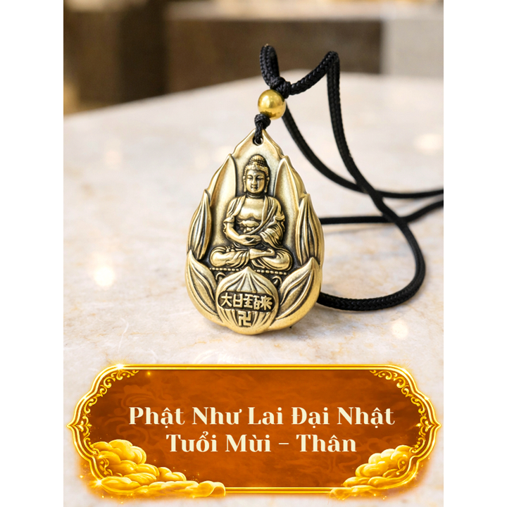 Dây chuyền mặt Phật Như Lai Đại Nhật hoa sen bằng đồng - MV02