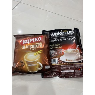 ComBo 2 Bịch Cà Phê Sữa Hòa Tan KOPIKO MACCHIATO 400 Gam và WaKe-Up Sài Gòn 456 Gam Date 2027