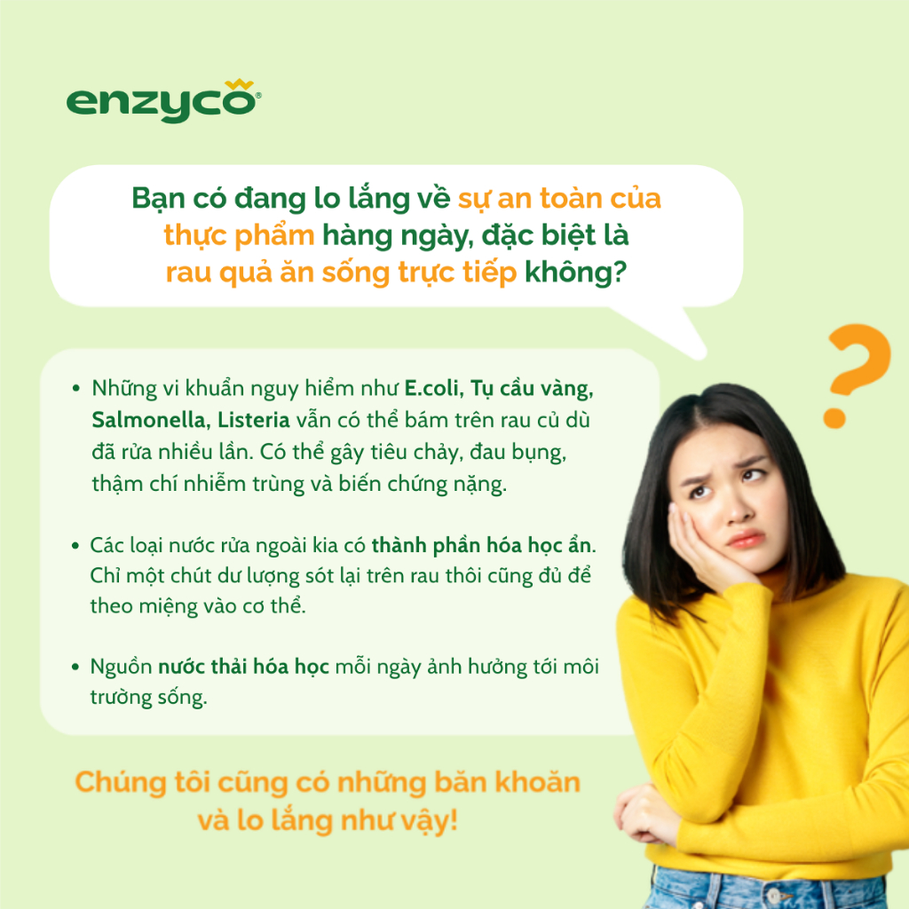 Nước rửa rau Enzyco 1L từ enzyme dứa, an toàn tự nhiên