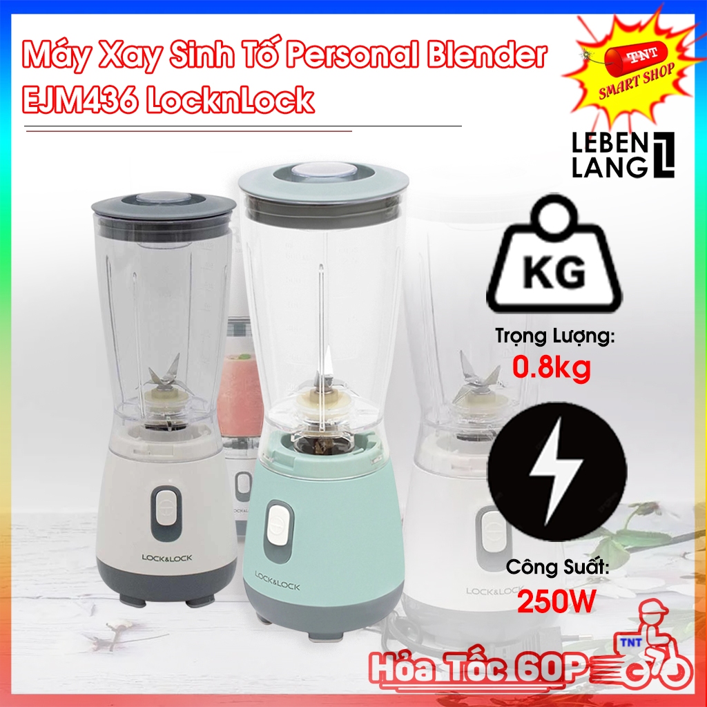 Máy Xay Sinh Tố LocknLock Personal Blender EJM436 Nhỏ Gọn, Tiện Lợi, Dễ Dàng Tháo Lắp, Vệ Sinh, Công