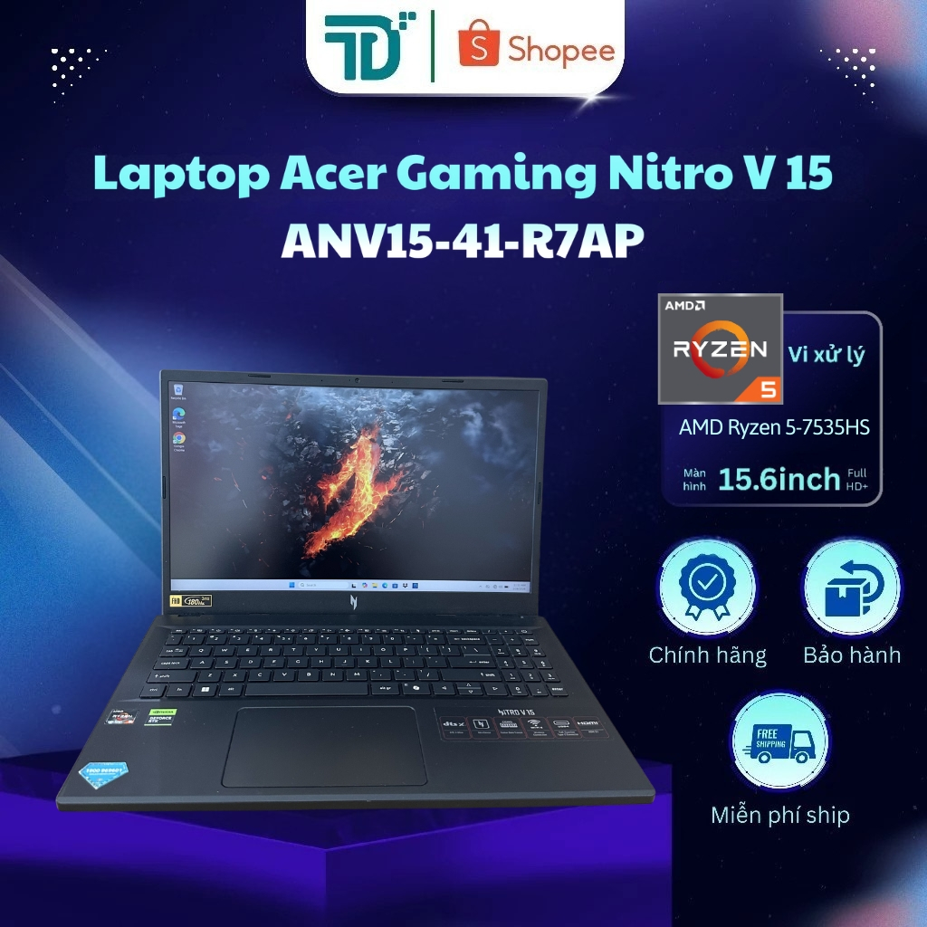 Laptop Acer Gaming Nitro V 15 ProPanel ANV15-41-R7AP R5-7535HS/16GB/512GB/RTX2050 4GB - Laptop 98.5%