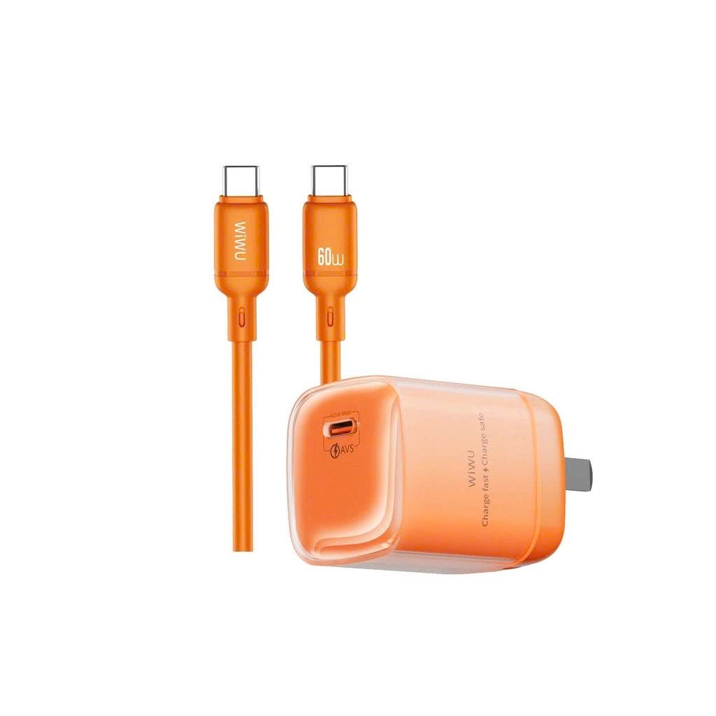 Bô sạc nhanh GaN 40W Wiwu AVS Wi-G037 kèm cáp C to C 60w