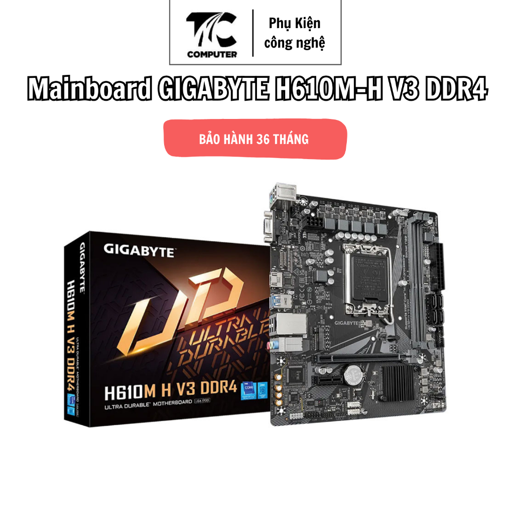 Mainboard GIGABYTE H610M-H V3 DDR4, Hàng New Chính Hãng Bảo Hành 36 Tháng