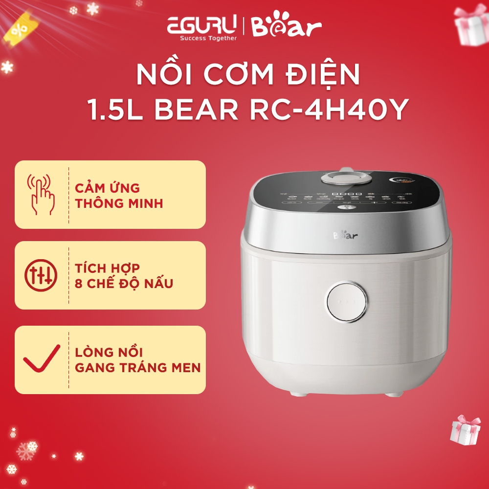 Nồi Cơm Điện 1.5L Bear RC-4H40Y | 800W - Ceramic Pro 9H - 8 Chế Độ Nấu Tùy Chỉnh | BH Chính Hãng 18 