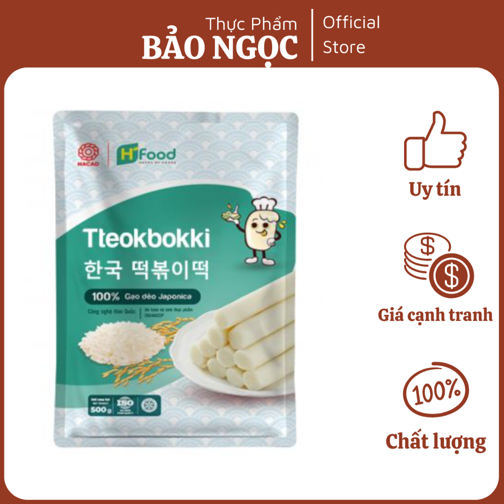 [GIAO HOẢ TỐC HN] Bánh Gạo Tteokbokki HFood 500g - Dẻo Dai Chuẩn Vị Hàn Quốc