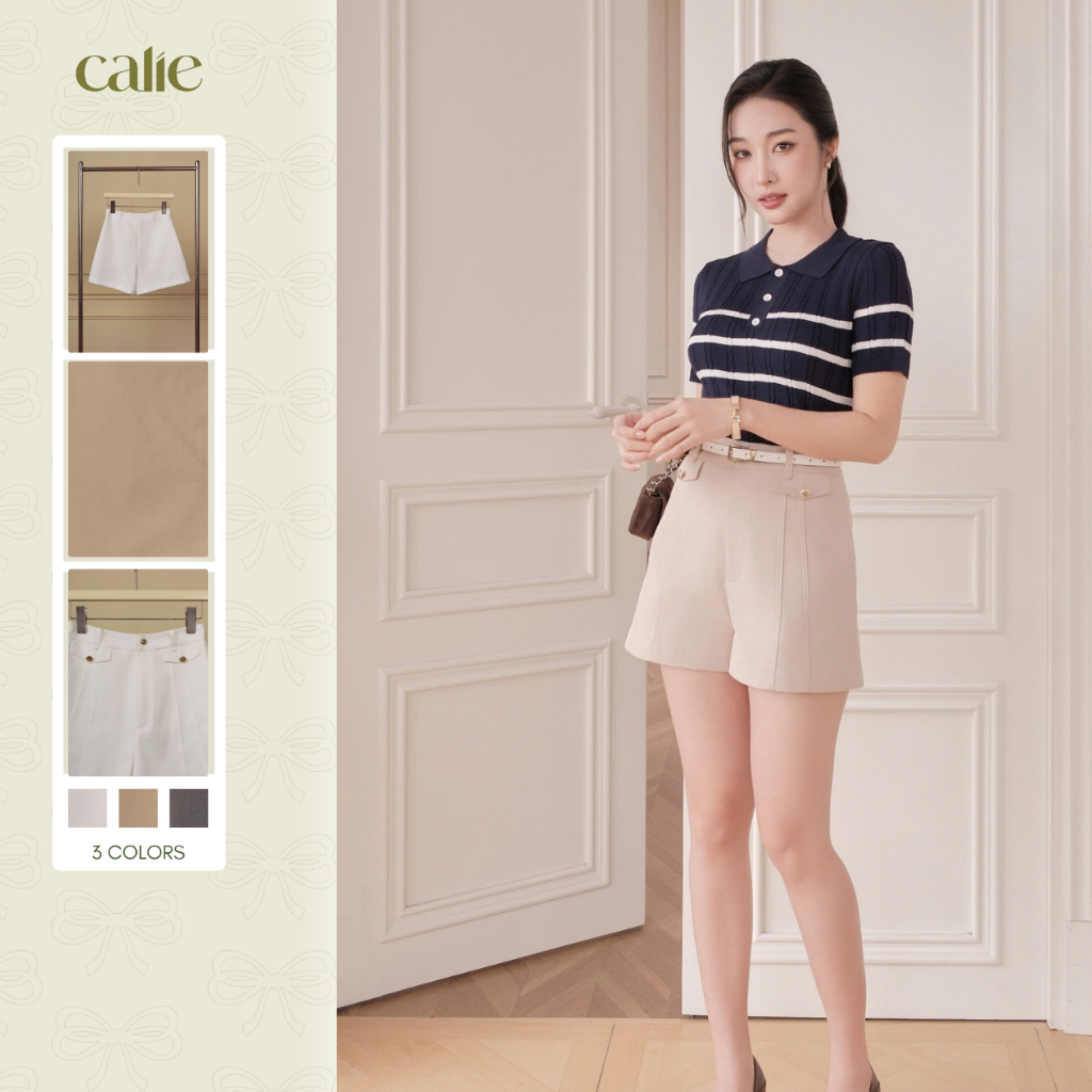 (𝐓𝐡𝐞 𝐔𝐩𝐰𝐢𝐧𝐝 𝐊𝐢𝐭𝐞) Quần shorts tuýt pháp túi trang trí, form basic thanh lịch, hiện đại thời trang nữ