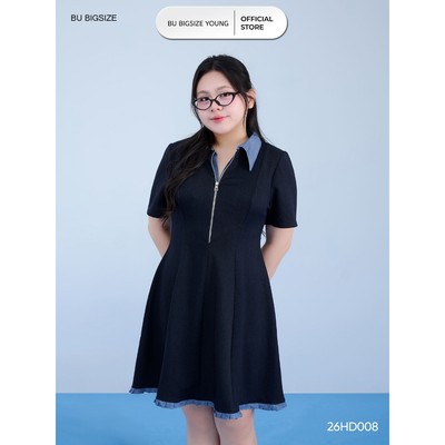 Đầm giả phối cổ 2 lớp khóa dọc thân BIGSIZE (55kg đến 95kg) – 26HD008  - [BU Bigsize Young]