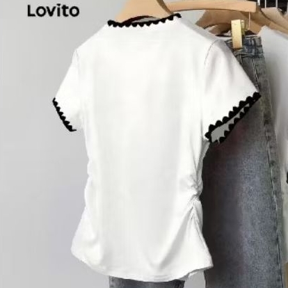 Lovito Áo thun thường ngày Phối Ren Hình Ngựa Cưỡi (Lovito Casual Lace Trim Horse Print T-Shirt)
