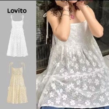 Đầm dây Lovito họa tiết hoa cúc nhí (Floral Cami Dress)Đầm sát nách Lovito dáng xòe (Sleeveless A-Li