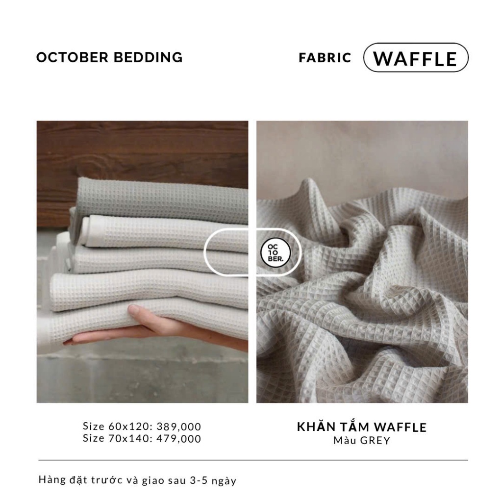 (MUA LẺ TỪNG MÓN) Waffle Cotton October Bedding dệt kim kết cấu ô vuông thoáng khí mát