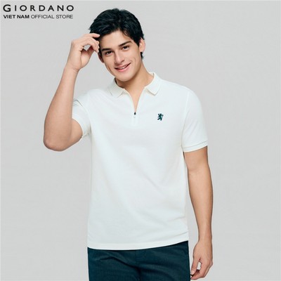 GIORDANO Áo Thun Nam Có Cổ Thêu Logo Zipper Lion Polo 01016261