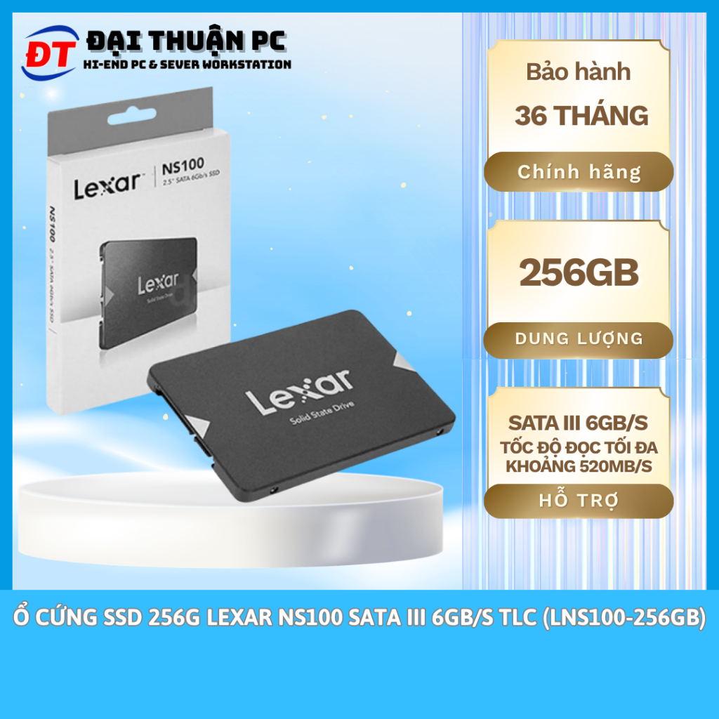 Ổ cứng SSD 256G Lexar NS100 Sata III 6Gb/s TLC (LNS100-256RB)