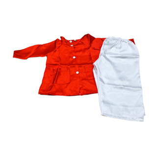 Bộ Bà Ba Cho Bé Màu Đỏ Trắng, Chất Phi Bóng Mềm Mịn, Thoáng Mát, Dễ Thương - Phương Đào Kids