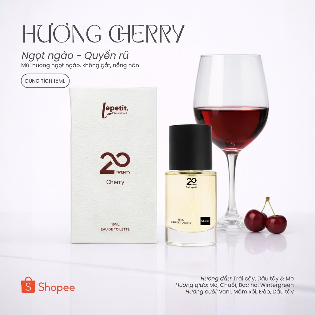 Nước hoa vùng kín nữ Twenty by Lepetit hương Lost Cherry 15ml – Lưu hương lâu, quyến rũ, tự tin