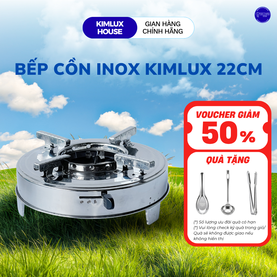 Bếp cồn inox 22cm KIMLUX bếp cồn mini nấu lẩu, bếp nấu tiện lợi phù hợp cho dã ngoại du lịch, bếp cồ