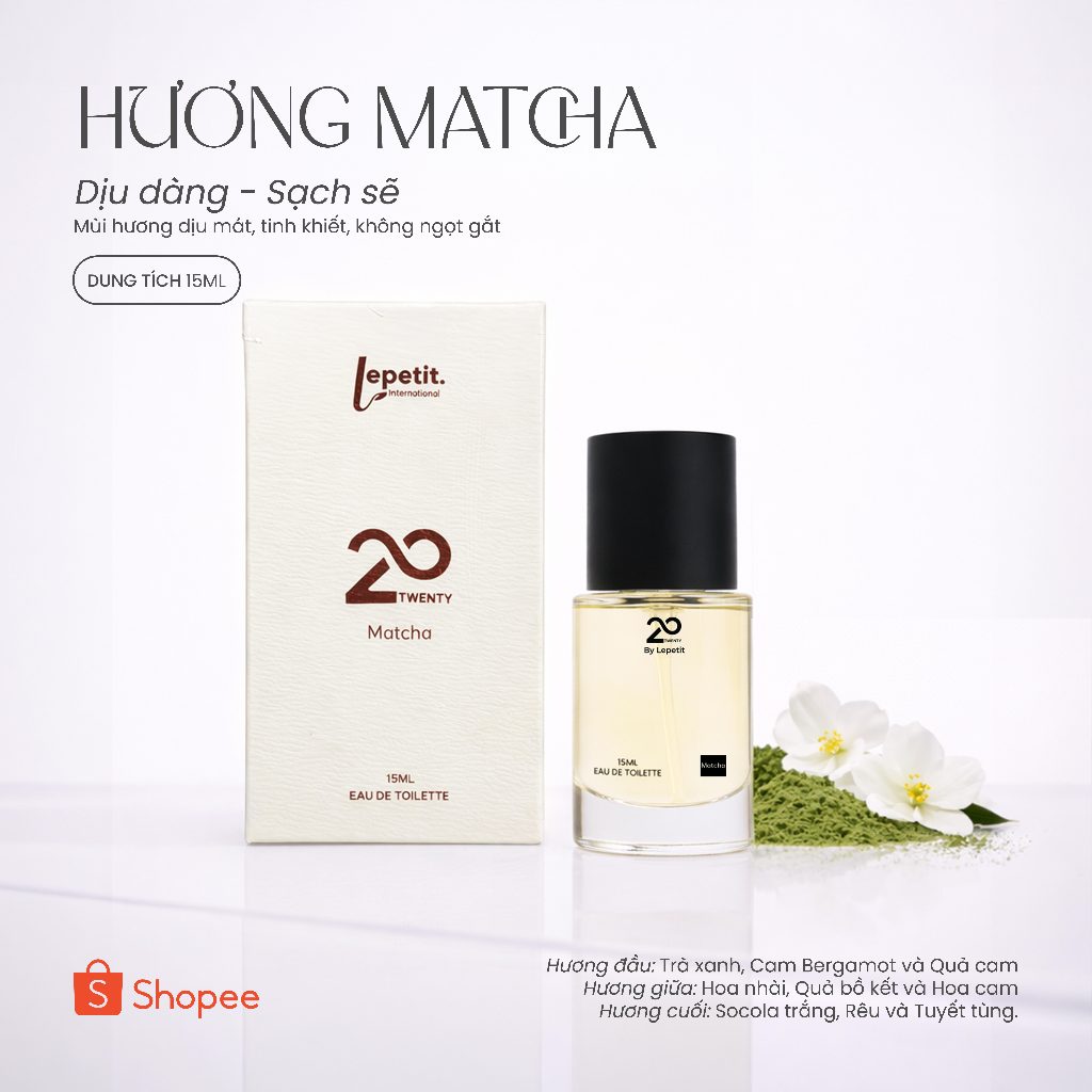 Nước hoa vùng kín nữ Twenty by Lepetit hương Matcha 15ml – Lưu hương lâu, quyến rũ, tự tin