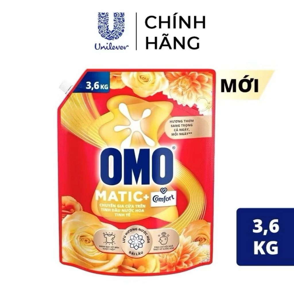 Omo Nước Giặt Matic Cửa Trên Hương Comfort Tinh Dầu Túi 3,6kg