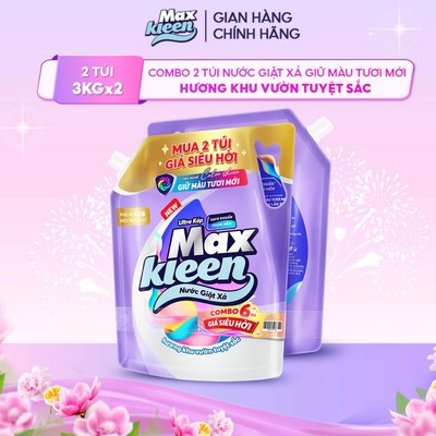[LIVE] Combo 2 túi Nước giặt xả MaxKleen giữ màu tươi mới Hương Khu Vườn Tuyệt Sắc 3kg x 2